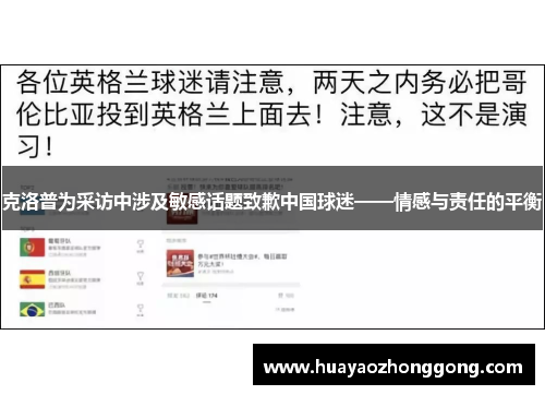 克洛普为采访中涉及敏感话题致歉中国球迷——情感与责任的平衡